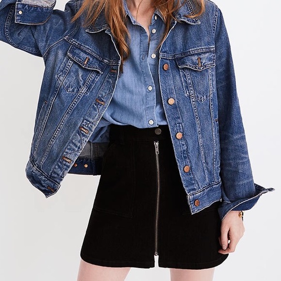 Madewell NWT 25 Denim Utility Zip Skirt in Black - Picture 1 of 7